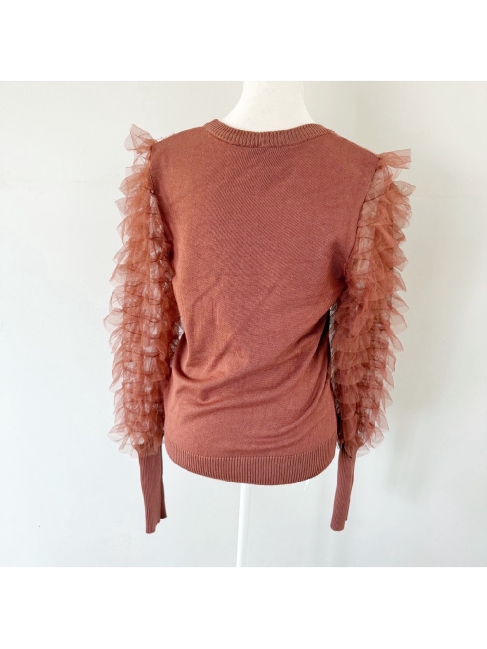 Cato Women Sheer‎ Ruffle Sleeve Sweater Small Boho Coquette Feminine Maximalist - Picture 4 of 7